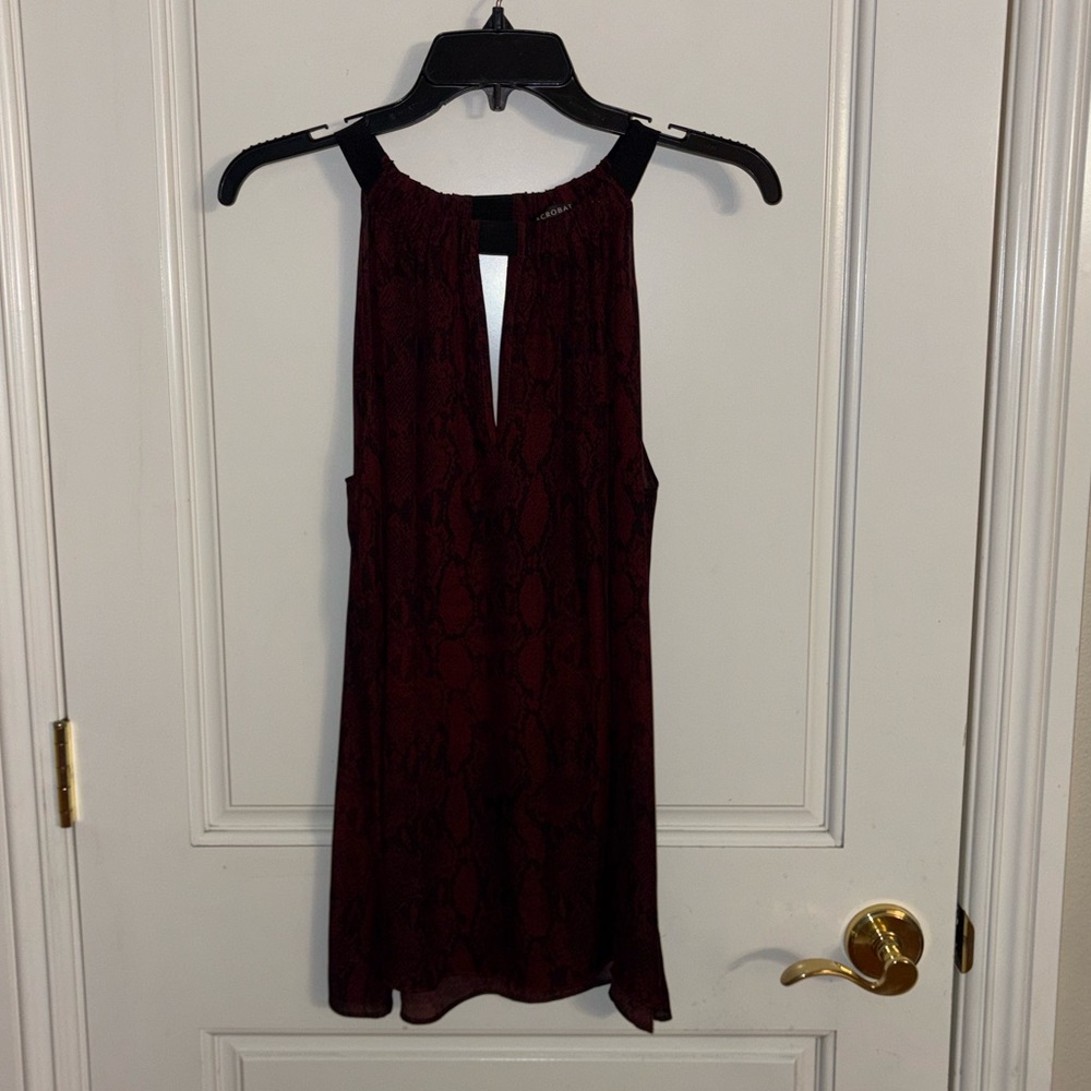 Acrobat 100% Silk Python Print Maroon and Black S… - image 1